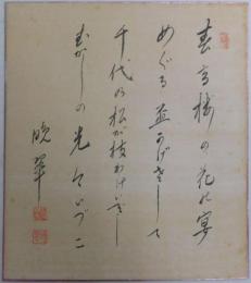 土井晩翠自筆色紙 落款入（荒城の月）
