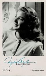 イングリット・バーグマン自筆サイン入ブロマイド　Ingrid Bergman