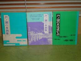 芦ノ湖の水利権　金沢良雄講演　昭和59年3月　54頁　少汚
芦ノ湖の水利権　金沢良雄講演　平成元年3月　80頁　微汚
芦ノ湖の水は誰のもの　稲村得寿著　昭和56年3月　36頁　少ヤケ少難
計3冊セット