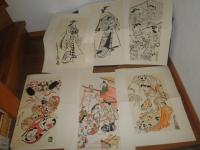 印刷された浮世絵　　杉村　　12枚セット　　折れ有　　　ゆうパック100サイズ発送　E1右下段