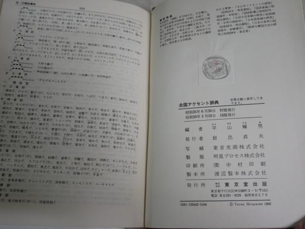 全国アクセント辞典 平山輝男編 18版函 ヤケシミ汚難痛有 レター