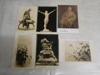 絵葉書　第6回文部省美術展覧会　1912年　22枚　優待券1枚　袋付(破れ補修有)　ヤケシミ汚有　S3下段