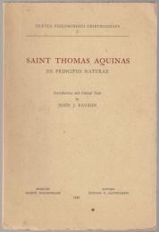 Saint Thomas Aquinas : De principiis naturae.