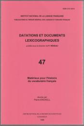Matériaux pour l'histoire du vocabulaire français.