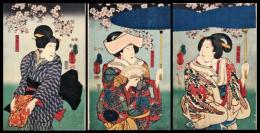 国芳「加賀見山旧錦絵」三枚続