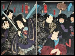 国芳「源氏模様娘雛形」　二枚続