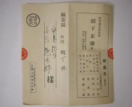 区会議員選挙　推薦状　昭和12年　麻布局市内郵便　