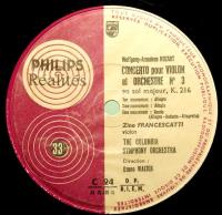 LPレコード　ジーノ・フランチェスカッティ／モーツァルト、ヴァイオリン協奏曲第3番、第4番　仏盤