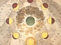 天体地図、または宇宙の調和"から月の満ち欠け　Andreas Cellarius 　Phases of the Moon, from "The Celestial Atlas, or the Harmony of the Universe"