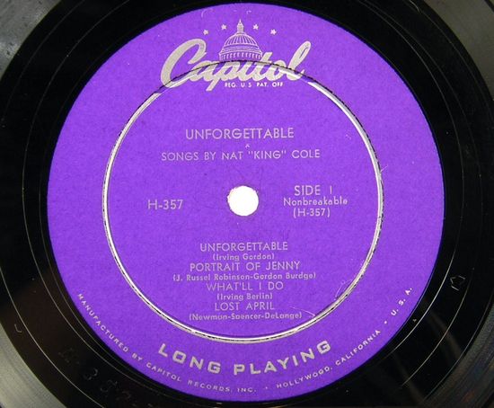 10インチ盤 Nat King Cole／UNFORGETTABLE ナット・キング