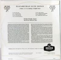 10インチ・レコード　 Elizabethan Lute Songs  Vol. 1 　Of An Anthology Of English Song  英国デッカ
