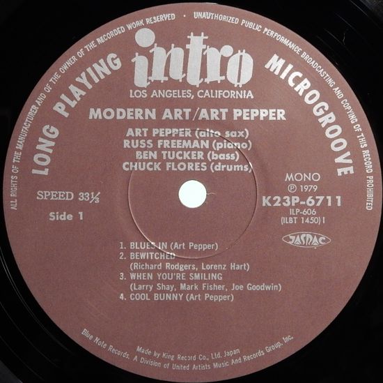 LPレコード アート・ペッパー／モダン・アート(番号＝K23P-6711