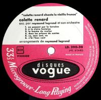 LPレコード　コレット・ルナール／Colette Renard ～ Chante La Vieille France