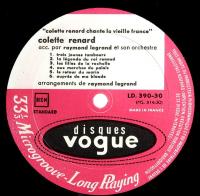 LPレコード　コレット・ルナール／Colette Renard ～ Chante La Vieille France