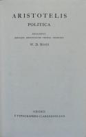 ARISTOTELIS POLITICA: Scriptorum classicorum bibliotheca Oxoniensis(Oxford Classical Texts)