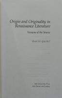 Origin and Originality in Renaissance Literature: Versions of the Source