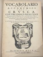 Vocabolario degli Accademici della Crusca con tre indici delle voci