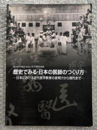 歴史でみる・日本の医師のつくり方  
日本における近代医学教育の夜明けから現代まで  
第28回日本医学会総会医学教育史展 西洋医学 アメリカ医学 図録