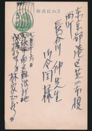 林家正蔵（8代目）葉書 長谷川伸宛