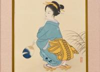 山本武夫 色紙額「涼み（米八）」