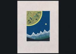大谷一良 木版画「月と会う」(大谷一良) / 古本、中古本、古書籍の通販