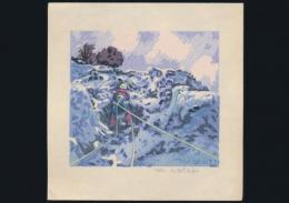 渡部正彌木版画「黒部別山 積雪期より」①