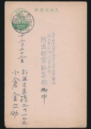 小倉金之助葉書 河出新書編集部宛