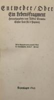 Sören Kierkegaard Werke : Entweder/Oder 全2巻揃 キェルケゴール作品集（洋書：ドイツ語）