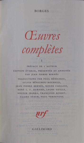 Borges Oeuvres complètes: BIBLIOTHEQUE DE LA PLEIADE 全2巻揃