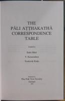 THE PALI ATTHAKATHA CORRESPONDENCE TABLE