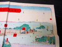 明治期古地図鳥瞰図「武陽金沢八景略図」1点