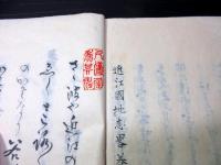 和本江戸期近江国大溝藩関連写本和歌短冊3点一括「近江国輿地志略ほか」分部光寧/光実/綾小路有長