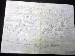 幕末～明治期如意山乙宝寺ほか古地図鳥瞰図「北越之全図」1点