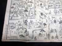 幕末～明治期古地図鳥瞰図「ならめいしょえづ（奈良名所絵図）」1点