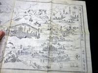 幕末～明治期古地図鳥瞰図「丸亀ヨリ金毘羅善通寺弥谷寺道案内記」1点