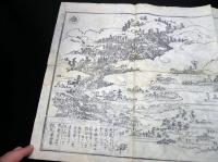 幕末～明治期古地図鳥瞰図「丸亀ヨリ金毘羅善通寺弥谷寺道案内記」1点
