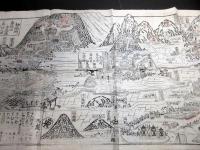 幕末～明治期古地図鳥瞰図「金毘羅善通寺弥谷寺道案内図」1点