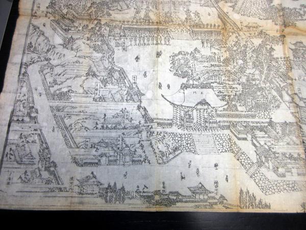 江戸天保3年開板古地図鳥瞰図「伊勢朝熊岳絵図」1点(金剛證寺) / 古本