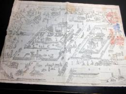 明治期古地図鳥瞰図「大和国法隆寺伽藍之図」1点