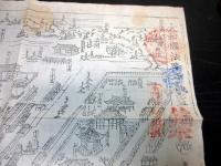 明治期古地図鳥瞰図「大和国法隆寺伽藍之図」1点