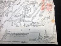 明治期古地図鳥瞰図「大和国法隆寺伽藍之図」1点