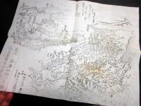 幕末～明治期古地図鳥瞰図「信州筑摩郡木曽庄浦嶋旧跡/寝覚山臨川寺図」1点