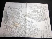 幕末～明治期古地図鳥瞰図「信州筑摩郡木曽庄浦嶋旧跡/寝覚山臨川寺図」1点