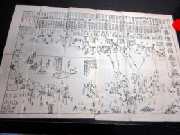 江戸期かわら版古地図摺物「海陸御固泰平鑑」1点