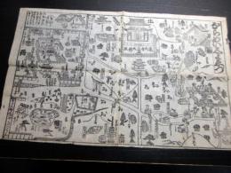 幕末～明治期古地図鳥瞰図「ならめいしょえづ（奈良名所絵図）」1点