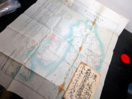 明治39年（1906）古地図「大船渡築港鉄道鉄業起業目論見図」1点（袋付き）
