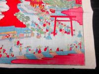 明治19年（1886）古地図鳥瞰図「津島神社境内及朝夕御祭礼之図」1点