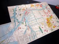 江戸弘化4年（1847）古地図「改正摂津大阪図」1舗（袋付き）