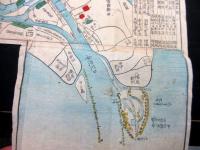 江戸弘化4年（1847）古地図「改正摂津大阪図」1舗（袋付き）