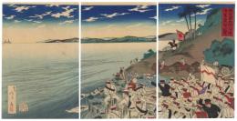 我陸軍大同江を渡り清軍の本営を攻撃す